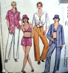 3652 mccalls EZ SS-LS SHIRT, BIKINI TOP, DRAWSTRING BOTTOMS PATTERN 14-20 or 6-12 choice uncut